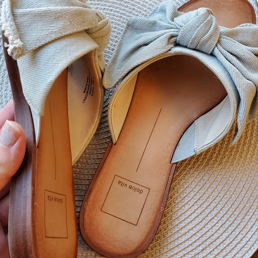 Dolce Vita Denim Bow Slides 7.5 - Picture 5 of 8